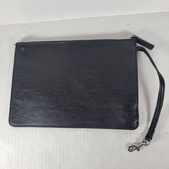 Calvin Klein Classic Work Travel Gray & Black Leather Tote Bag With Pouch Set - Picture 14 of 16